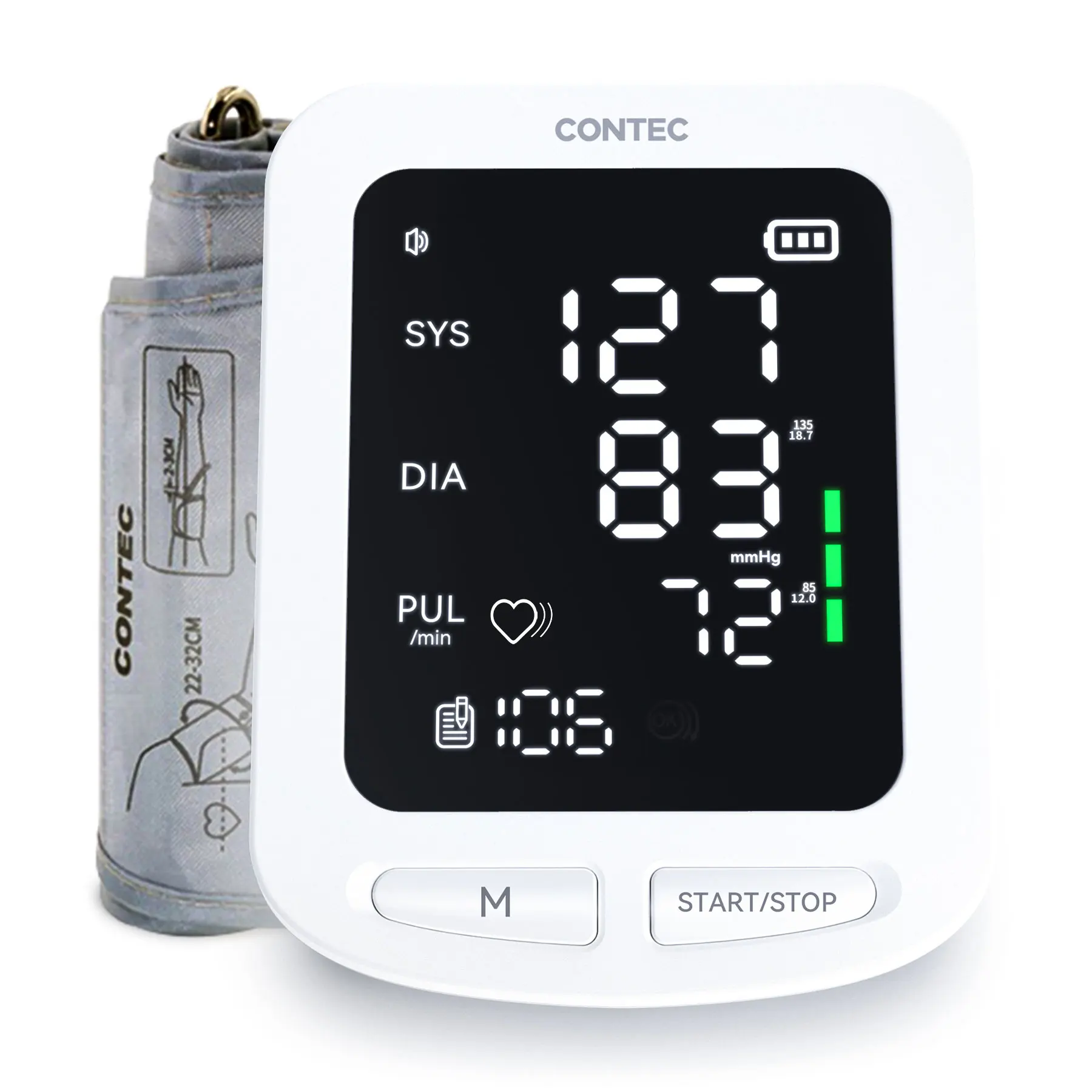 

CONTEC08E Electronic Blood Pressure Monitor,Upper Arm Type BP Monitor,Full Voice Broadcast, 4.6'' LED Color Screen,