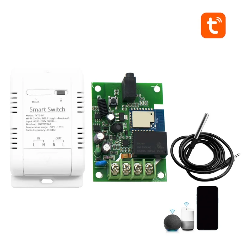 Tuya Wifi Smart Temperature Switch+RF Remote Energy Consumption Monitoring Thermostat 16A 3000W White For Google Home Alexa
