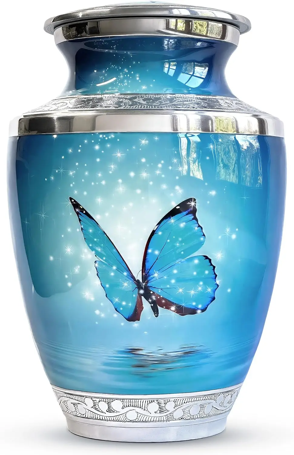 

Blue Butterfly Cremation Urn for Ashes, 200 Cubic Inch Capacity for Adults