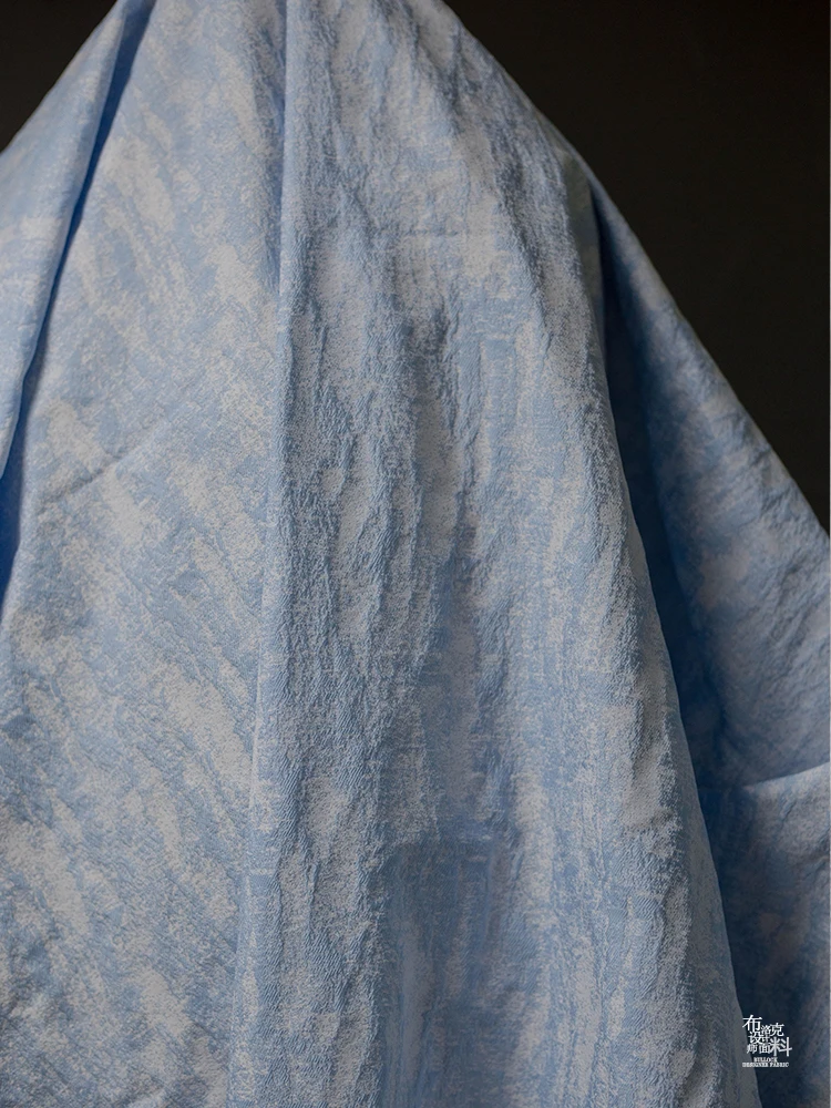 Blue White Relief Fabric Polyester Cotton Material Half Length Skirt Coat Skirt Designer Fashion Cloth Fabrics Diy Sewing