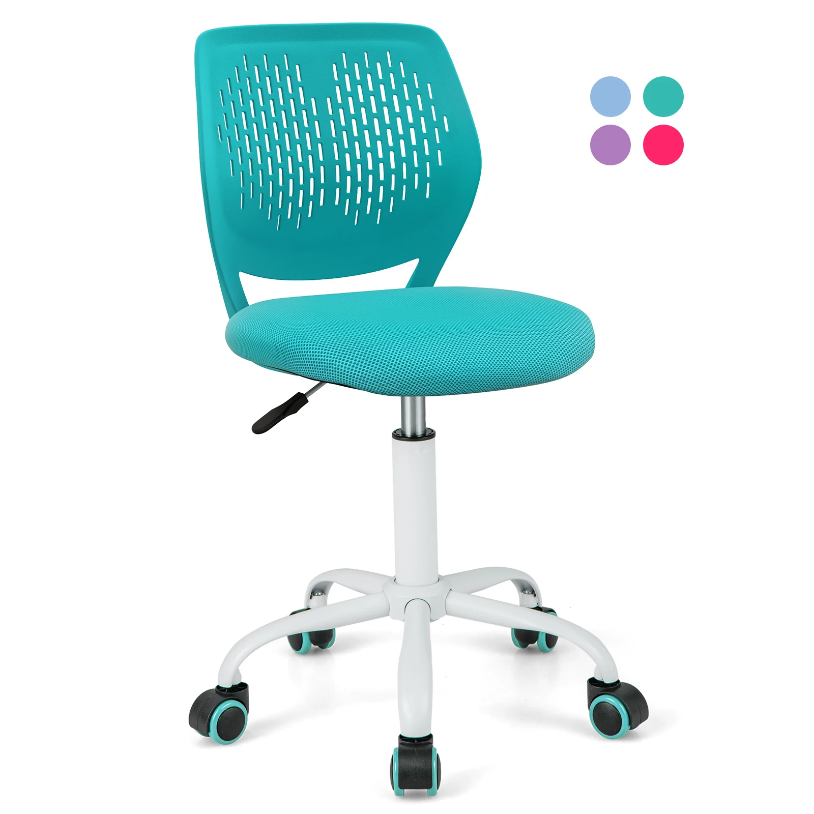 GOFLAME Kids Adjustable Mesh Chair, Ergonomic Armless Desk Chair with Ventilated PP Back & Soft Seat Cushion