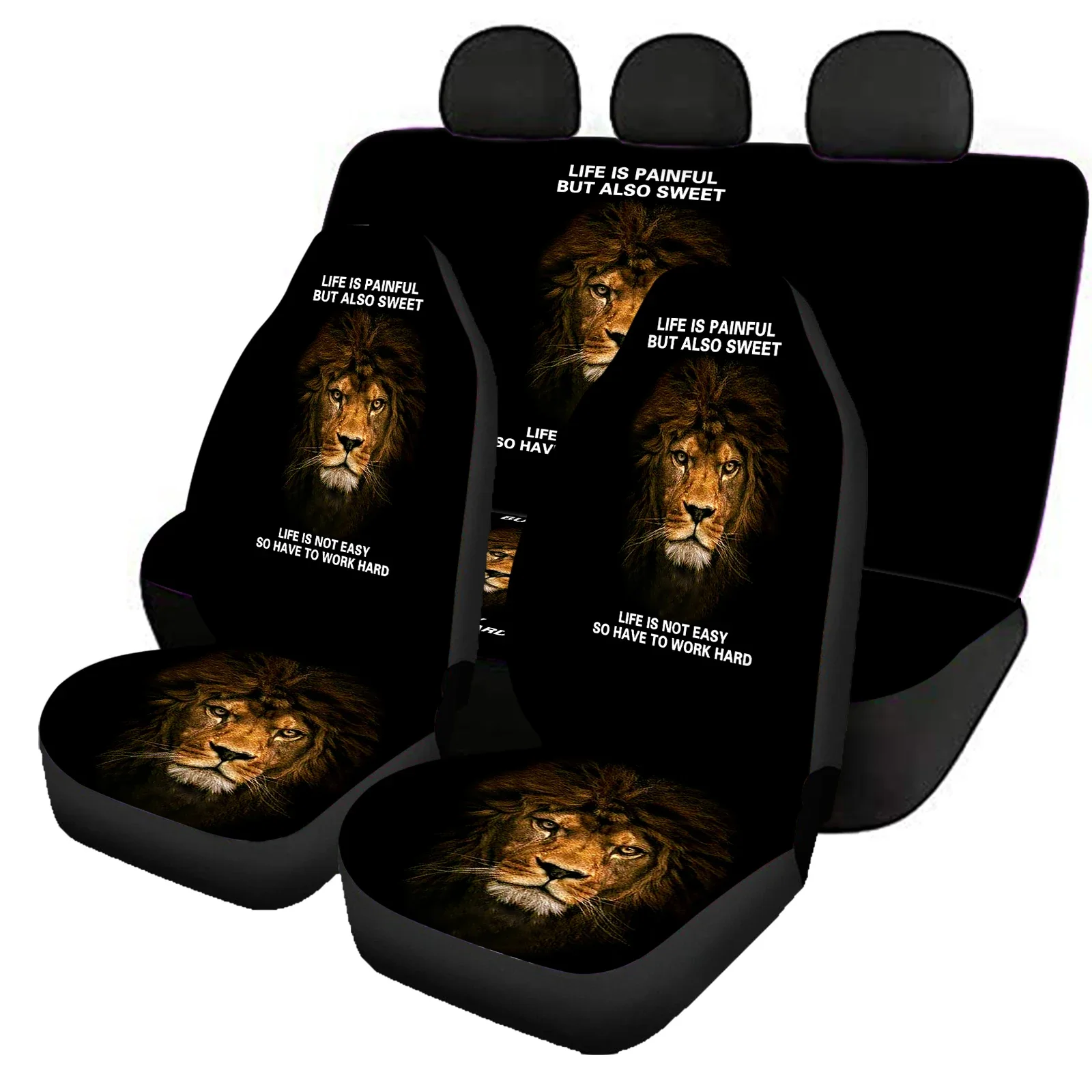 

Auto Front Back Seat Cover Set Fearless Lion Inspirational Quotes Car Accessories Quality Washable Vehicle Supplies Hot Sales