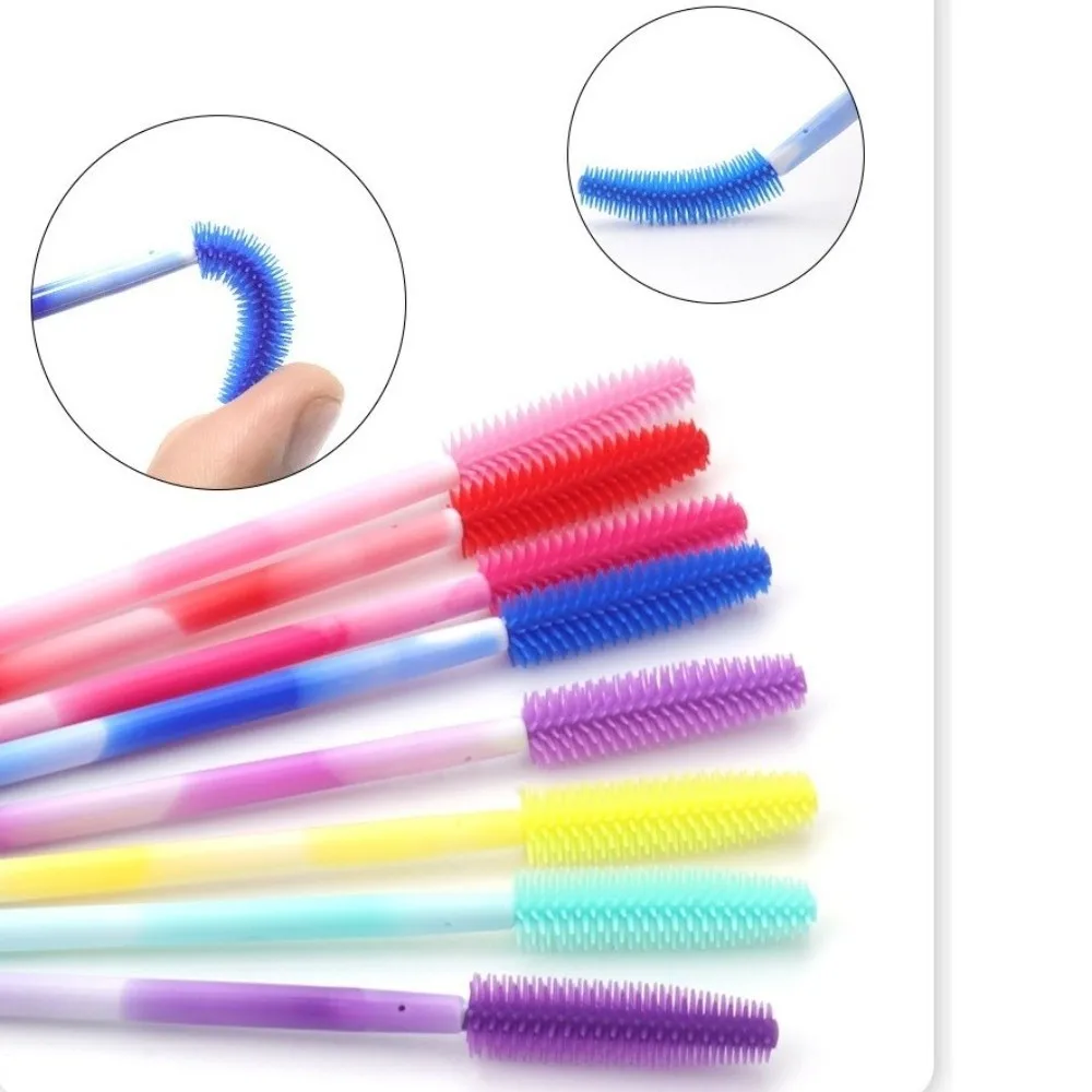 50 pz Spazzole per ciglia usa e getta Strumenti per il trucco Microbrush Mascara Bacchetta Applicatore Silicone Arcobaleno Colore Pettine per sopracciglia