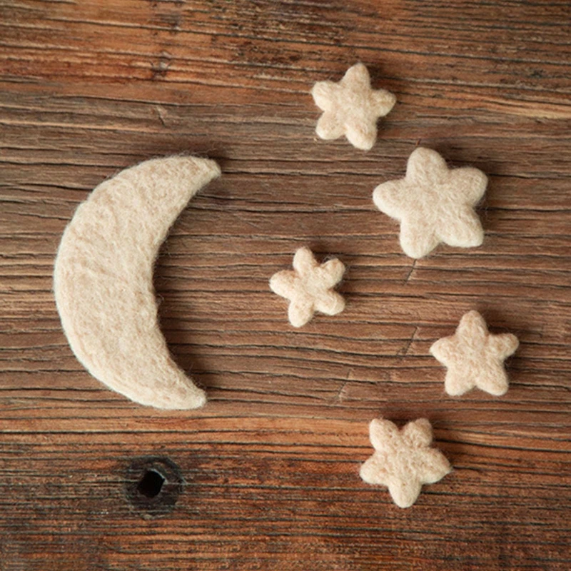 Baby Newborn Photography Props Wool Felt Mini Moon Infant Photo Decorations Accessories