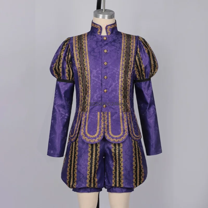 Men's Medieval Elizabethan Tudor Shake Costume Renaissance Vintage Noble King Prince Cosplay Uniform Set Adult Halloween Outfits