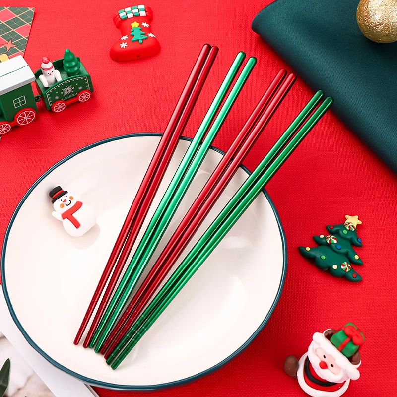 Stainless steel Chinese Chopsticks Sushi Sticks Reusable Japanese Chopsticks Healthy Tableware Food Chopsticks Christmas Gifts