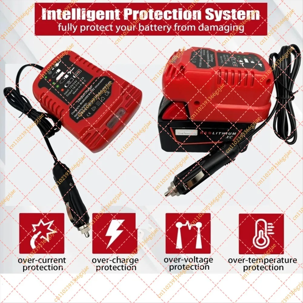 Car Charger for Milwaukee 18V M18 Battery, Portable Mini Quick Charger Cigarette Lighter Plug Replacement