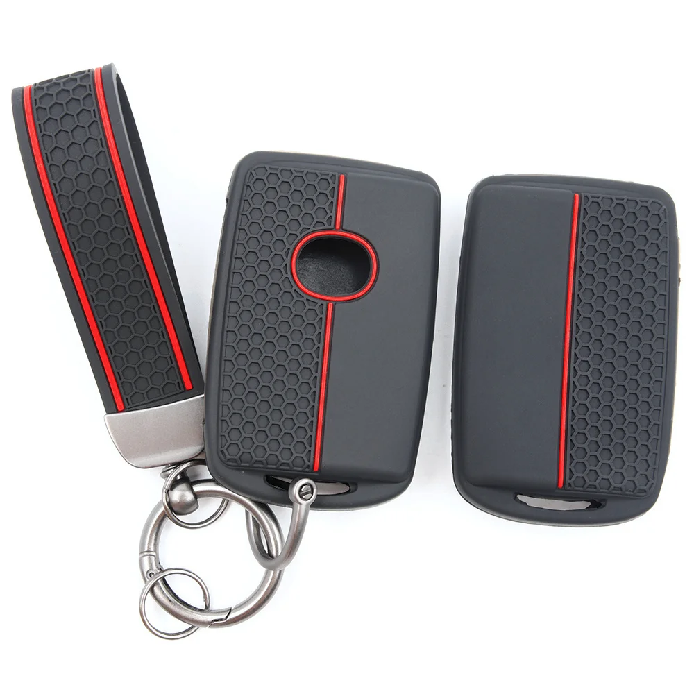 For Mazda 3 6 CX 30 MX 30 CX 5 CX 8 CX 9 MX 5 Full Coverage Silicone Key Shell Carabiner Strap Button Access Protection