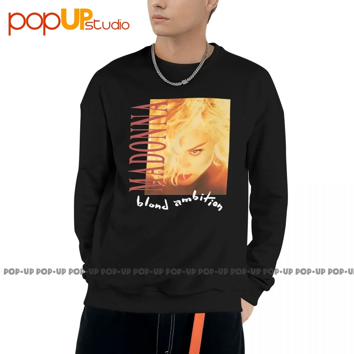 

1990 Madonna Blond Ambition World Tour Concert Sweatshirt Pullover Shirts Pop Unisex Splicing Comfortable