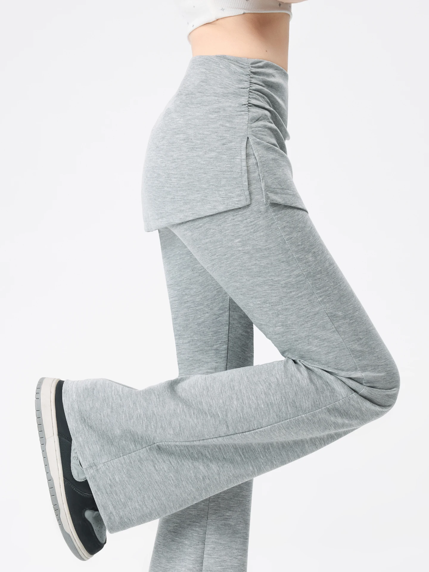 

Женские расклешенные брюки для йоги с высокой талией, весна-лето, спортивный дизайн, имитация двухслойности, длинные брюки для повседневной носки