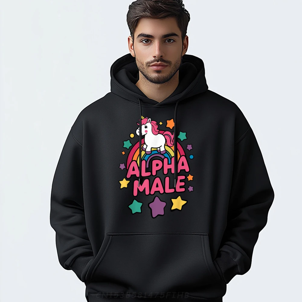 

Alpha Male Unicorn Funny Embarrassing Printing Hoodies Gift Idea Printed Long Sleeve Newest Round Collar Sweatshirt