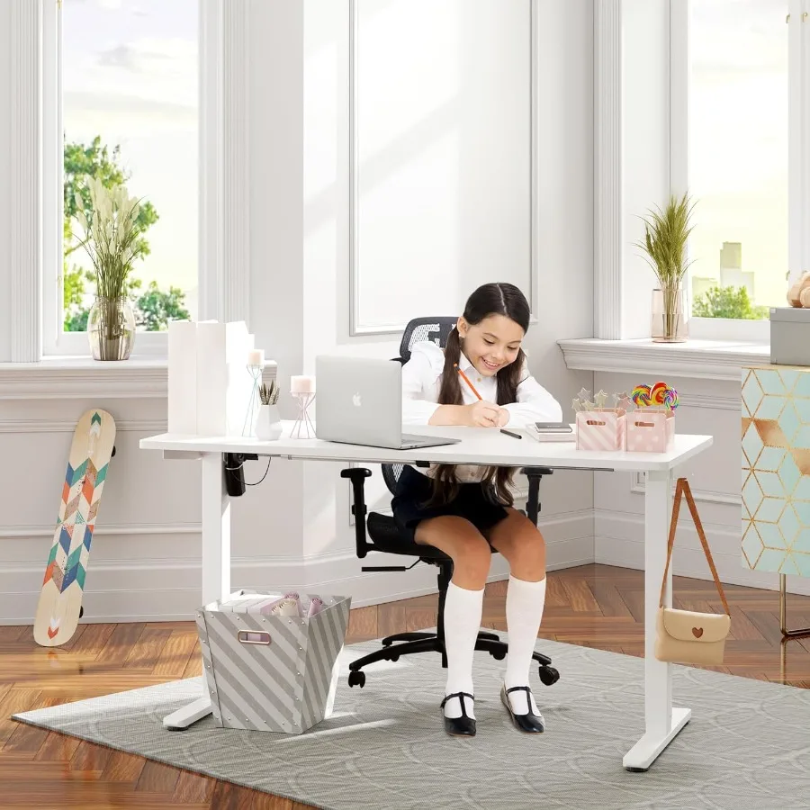 مكتب قائم كهربائي قابل للتعديل بارتفاع 55 × 24 مكتب كمبيوتر مع وحدة تحكم في الذاكرة لمحطة عمل المكتب المنزلي Erg