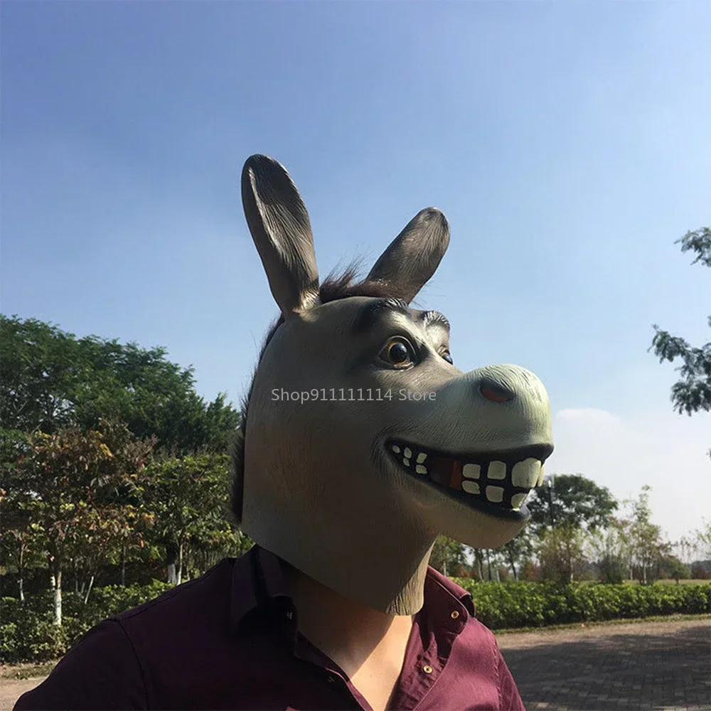 Halloween Creepy Funny Latex Donkey Horse Head Adult Animal Mask Cosplay Zoo Props Party Festival Costumes Mask Christmas Props 6
