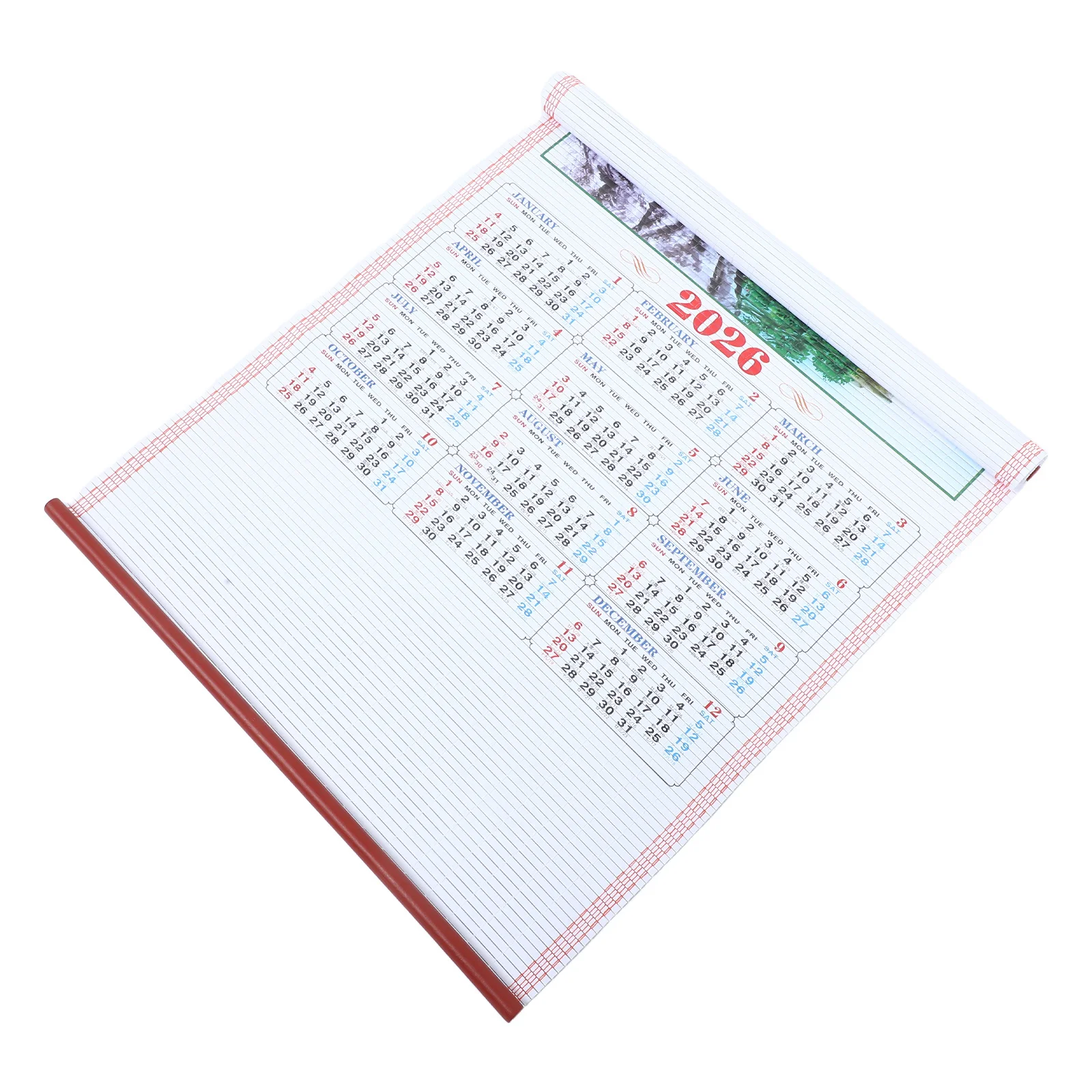 

Календарь на год лошади на 2026 год, подвесной свиток из искусственного ротанга, традиционный китайский лунный настенный календарь для украшения офиса, гостиной