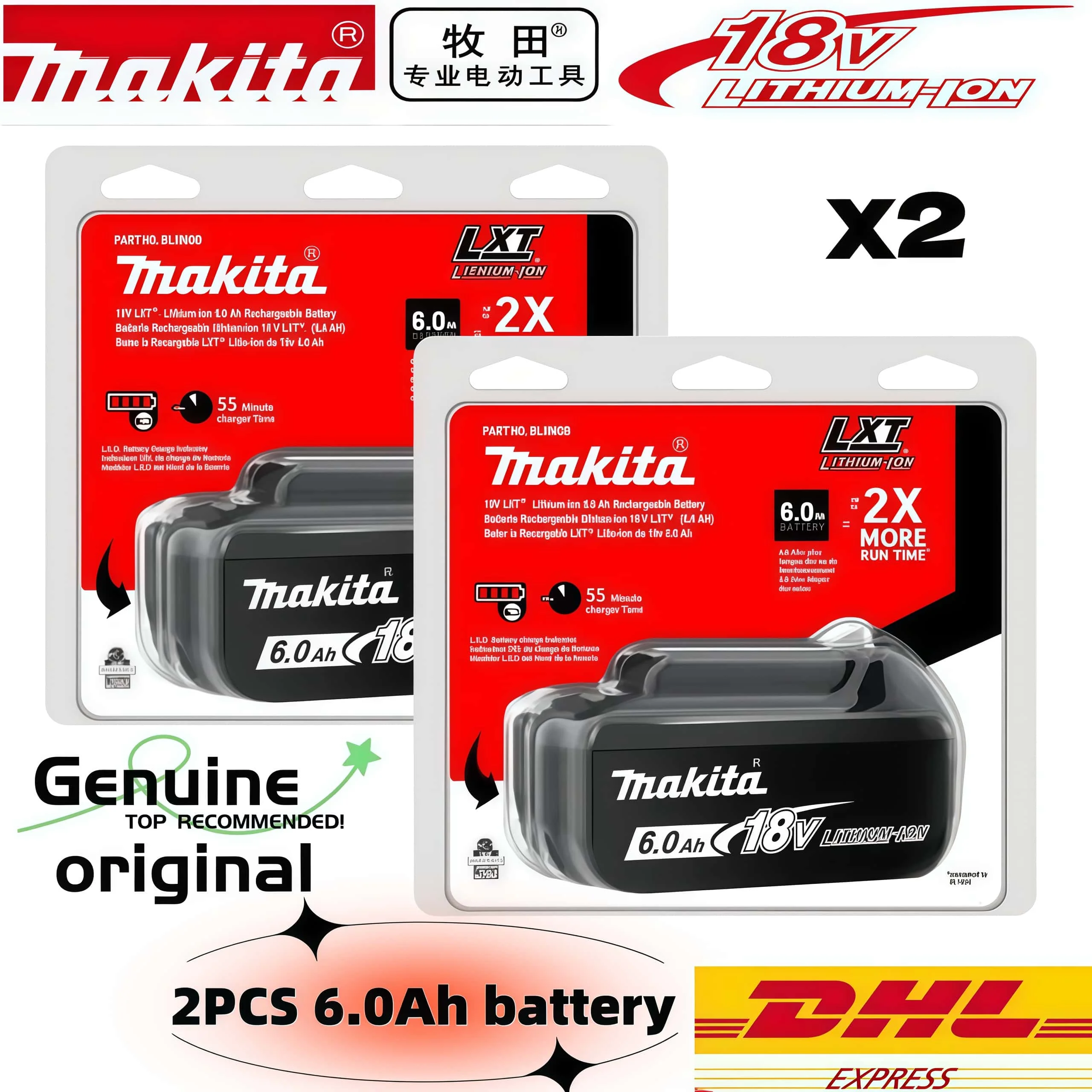 Genuine 6AH Makita BL1860B 6Ah Battery Power Tools Li-ion Replacement LXT BL1850 BL1840 for 18V Screwdriver with BMS 18V Battery image 3