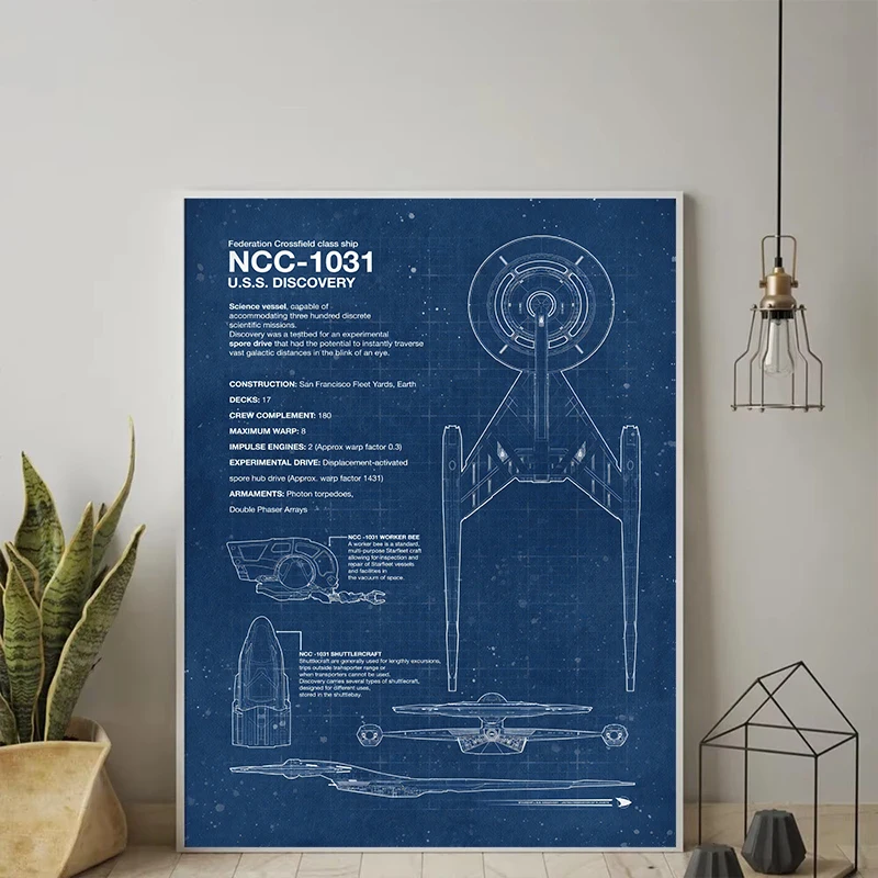 Modern Star Trek Blueprints Posters Canvas Prints Painting Vintage Wall Art Pictures for Living Room Home Decoration Cuadros