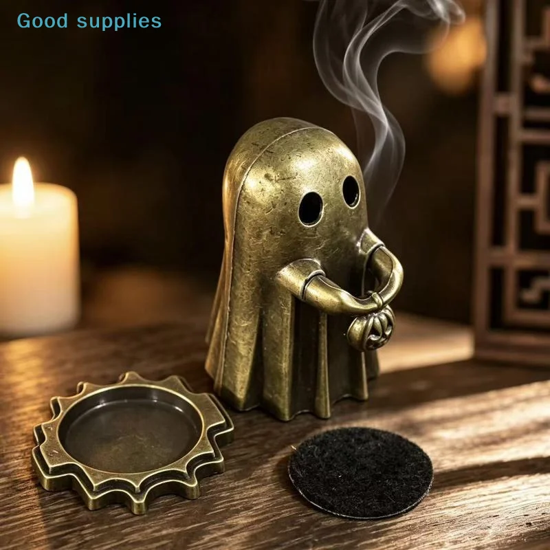 nimbleRustic Ghost Pumpkin Incense Holder Durable Resin Fragrance Diffuser Halloween Home Office Desktop Decorobject