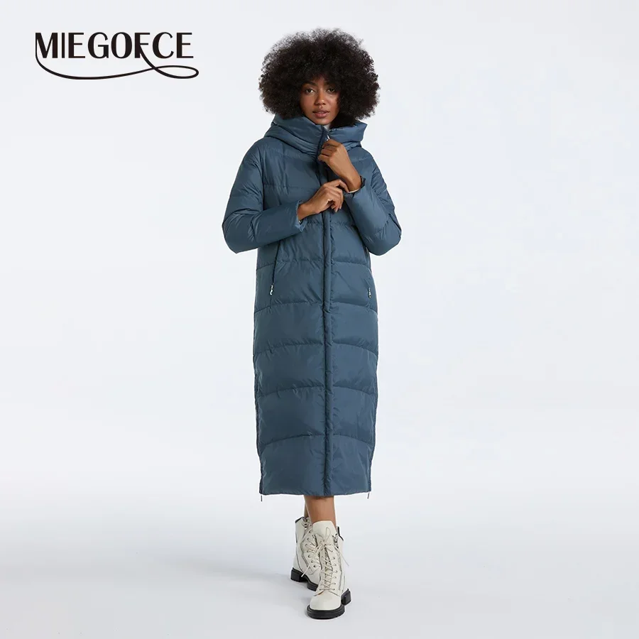 Зимняя коллекция MIEGOFCE, женские парки в простом стиле с капюшоном и длинными рукавами, женские куртки на молнии с карманами, ветрозащитное повседневное пальто D23757