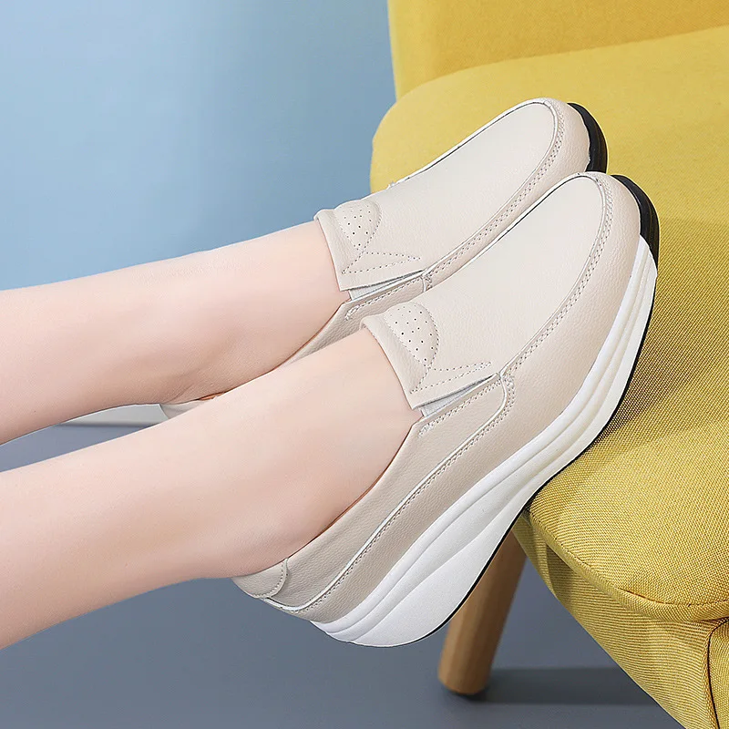 Autumnew arrival sneakers for women k-style thick sole rocking shoes for women plus size wedge heel casualladieswear shoes