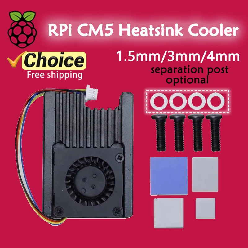 

Алюминиевый радиатор-охладитель для Raspberry Pi CM5 с термопроводящим силиконом, опционально с разделительными стойками 1.5мм/3мм/4мм