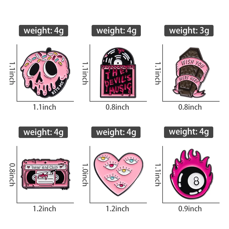 Horror Anime Animation Brooch Enamel Pins Punk Gothic Eyes Skull Brooch Lapel Badges Hallowoeen Gift Jewelry Gift for Friends