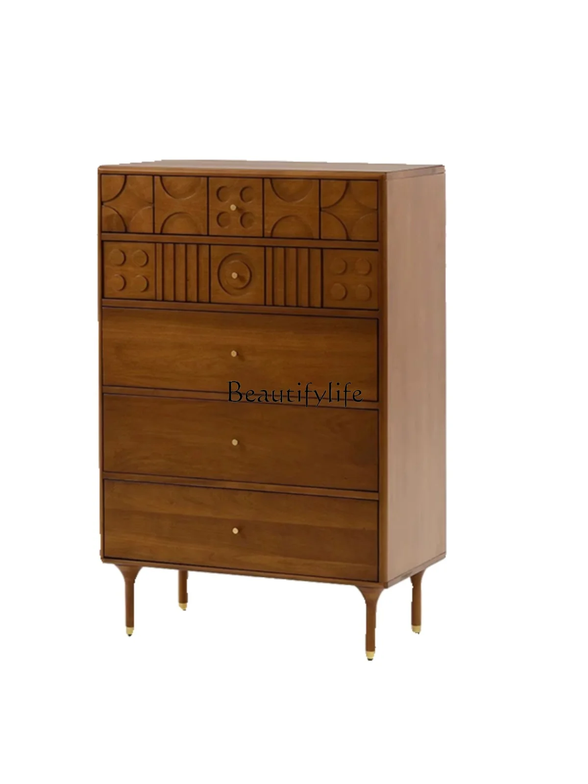 

French retro solid wood storage cabinet medieval boxwood entrance Nordic storage side cabinet