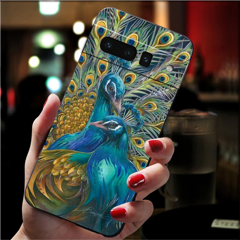 حافظة لهاتف جوجل بيكسل 10 9 Pro XL 9A 8 7 6 Pro Pixel 8A 7A 6A Pixel 8 7 6 5 حافظة ريش الطاووس Funda #1