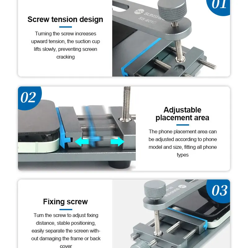 SUNSHINE SS-601G  Mobile Phone Free Heating LCD Screen Splitter Unheated All Mobile Phone Screen Separation Fixture Repair Tools