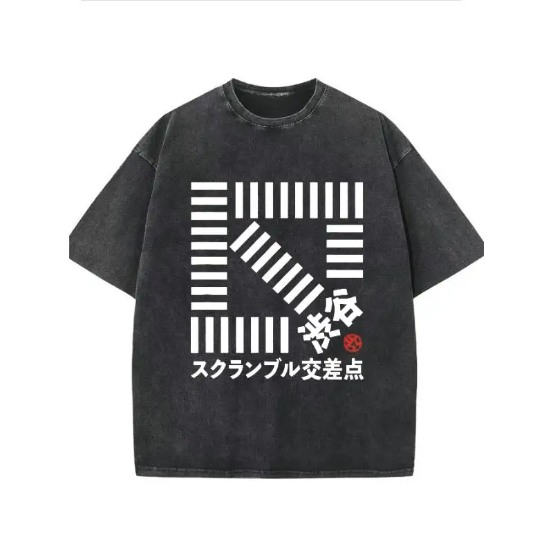 

Vintage Cotton Shibuya Scramble Crossing T-Shirt Oversized Japanese Harajuku Streetwear Tee for Women and Men
