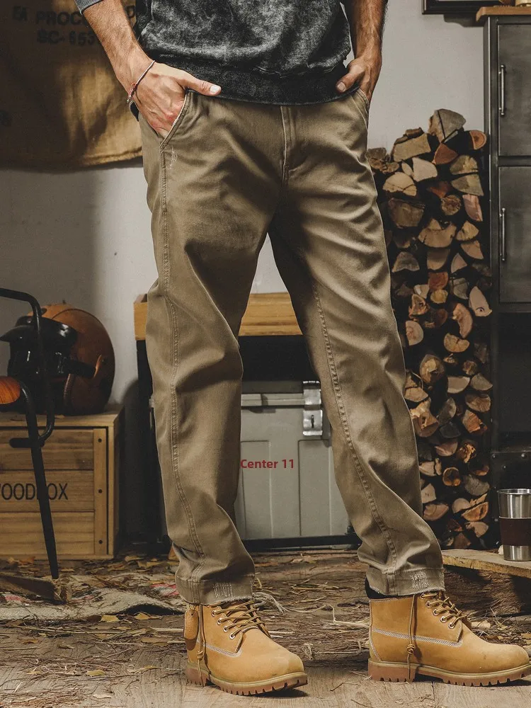 

Брюки для рабочей одежды American Sle, мужские весенне-осенние эластичные повседневные брюки на подкладке с прямыми штанинами, молодежный модный бренд