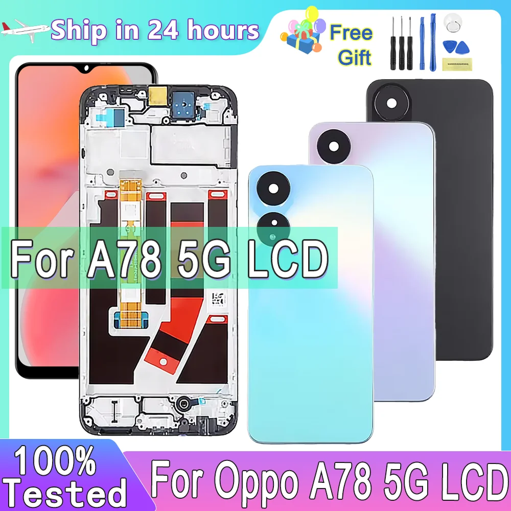 

6,56 ''для OPPO A78 5G дисплей, для A78 5G CPH2483 CPH2495 ЖК-дисплей с сенсорным экраном и дигитайзером в сборе, замена с рамкой