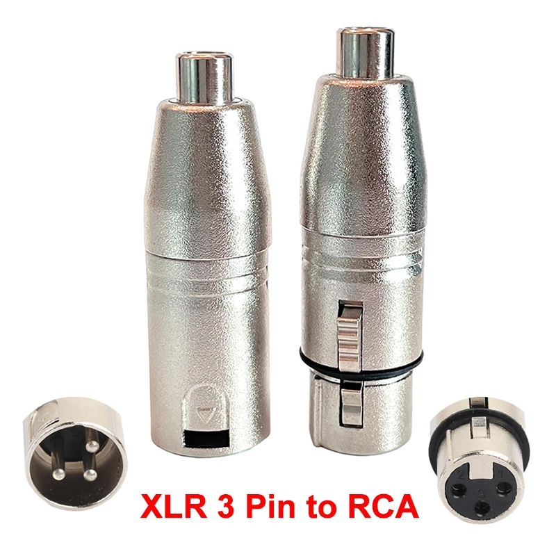 2pcs High Quality XLR 3 Pin Male/Female to RCA Female Audio Adapter Connector Converter HIFI Supported for Microphone Speaker