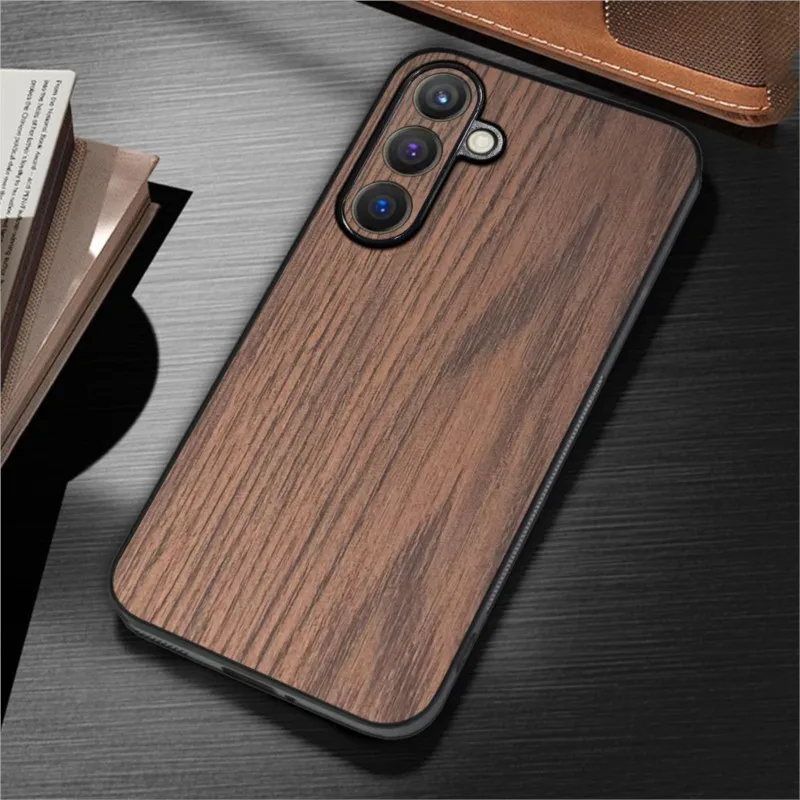 Leather Case For Samsung Galaxy C55 Wear Resistant Wood Pattern Cover For Samsung C55 Case