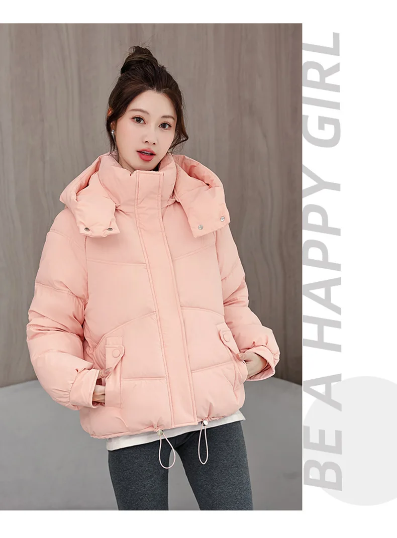 Winter Thick Puffer Coat Women Zip Up Windproof Russian Cold Weather Snow Jacket Detachable Hooded Outerwear Candy Color New