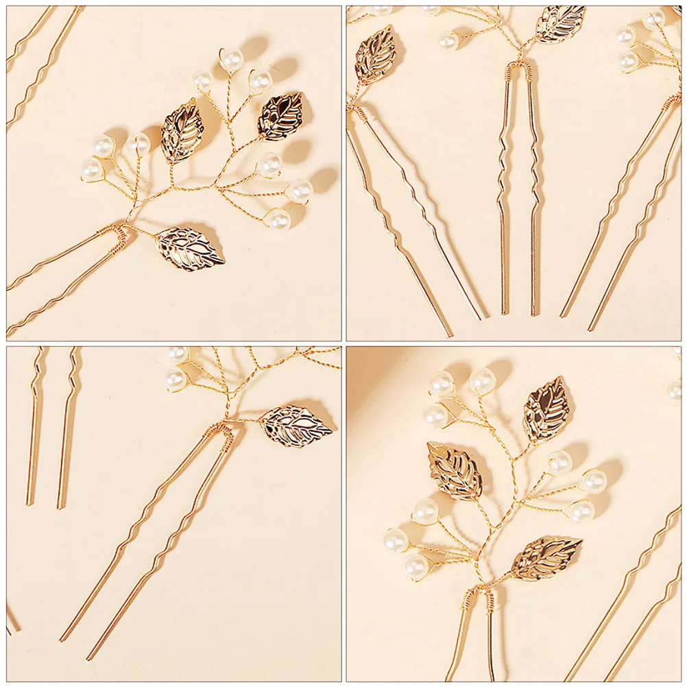 

3 Pcs Pearl Hairpins U shaped Accessories Classical Bridal Clips Retro Alloy Headdress Women Hair Sticks Styling DIY