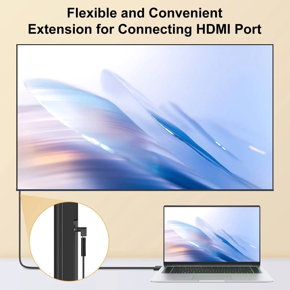 ZOGUO-Macho para Fêmea HDMI Extender Adapter, 90 Graus Conversor de ângulo ascendente, 4K Conector HD para HDTV, Parede, TV, Roku, Laptop