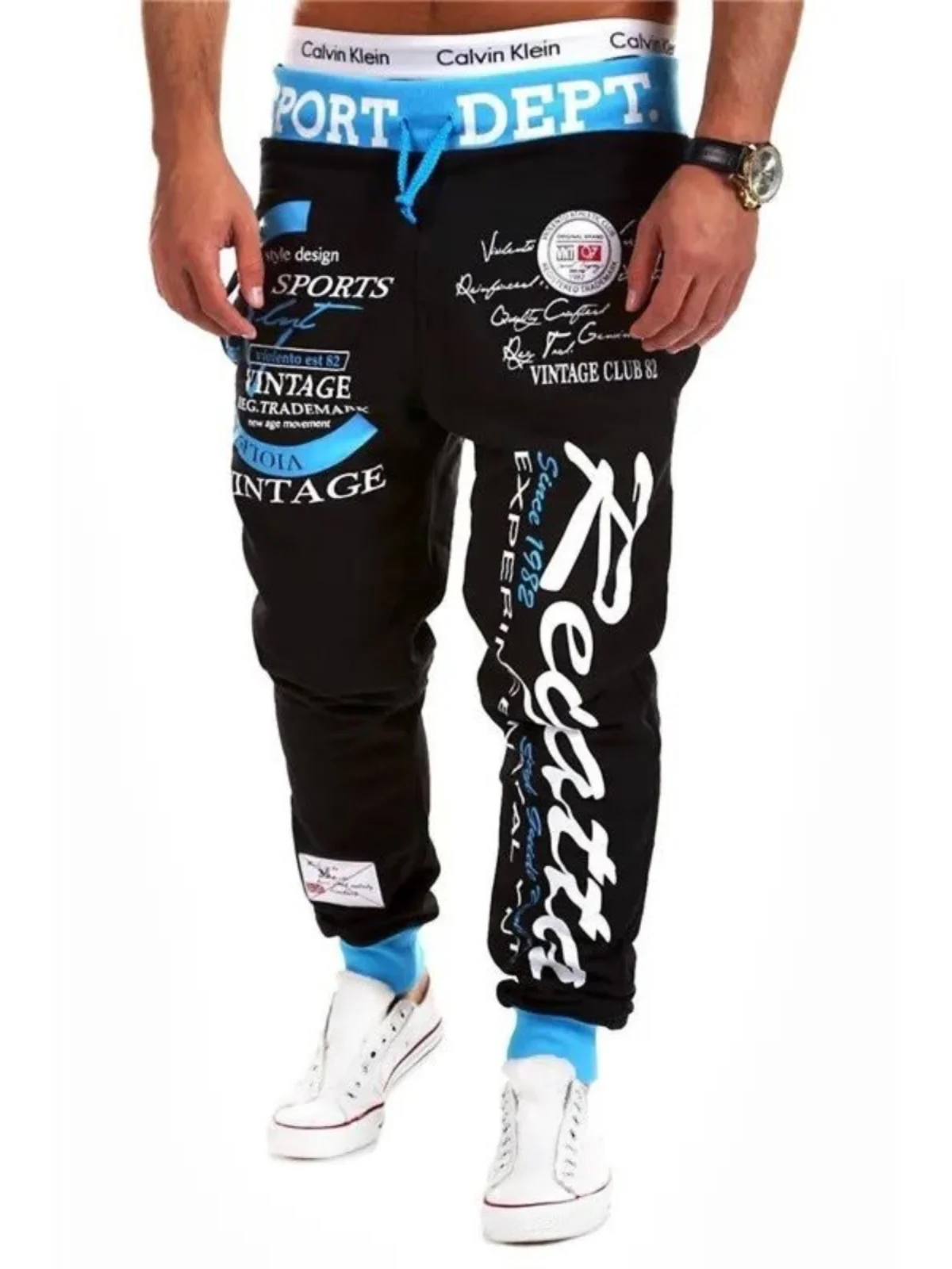 Combinaison de sport imprimée coupe ample, motif de lettres, ensemble de vêtements de sport décontractés, sweat-shirt Long et pantalon Long pour jeunes hommes