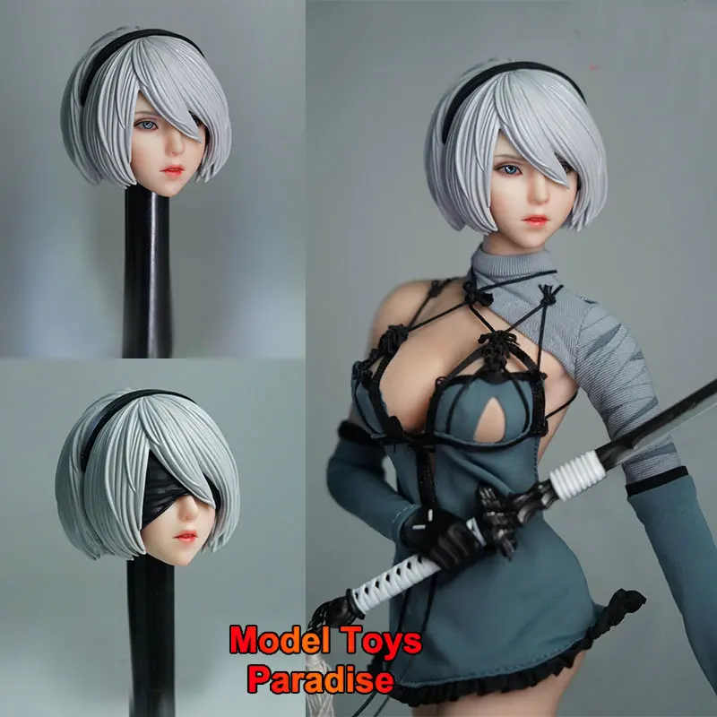 Toys park TP001 1/6 Cute 2B Sister Neil Head Carving Woman Soldier Model Fit 12 Inches PHICEN/TBL Pale Skin Action Figure Body