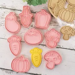 8Pcs/Set vegetable Biscuit Mold Carrots Tomatoes Eggplants Corn Pumpkin Shape Cookie Cutter Stamp Fondant Cake Decoration Tools