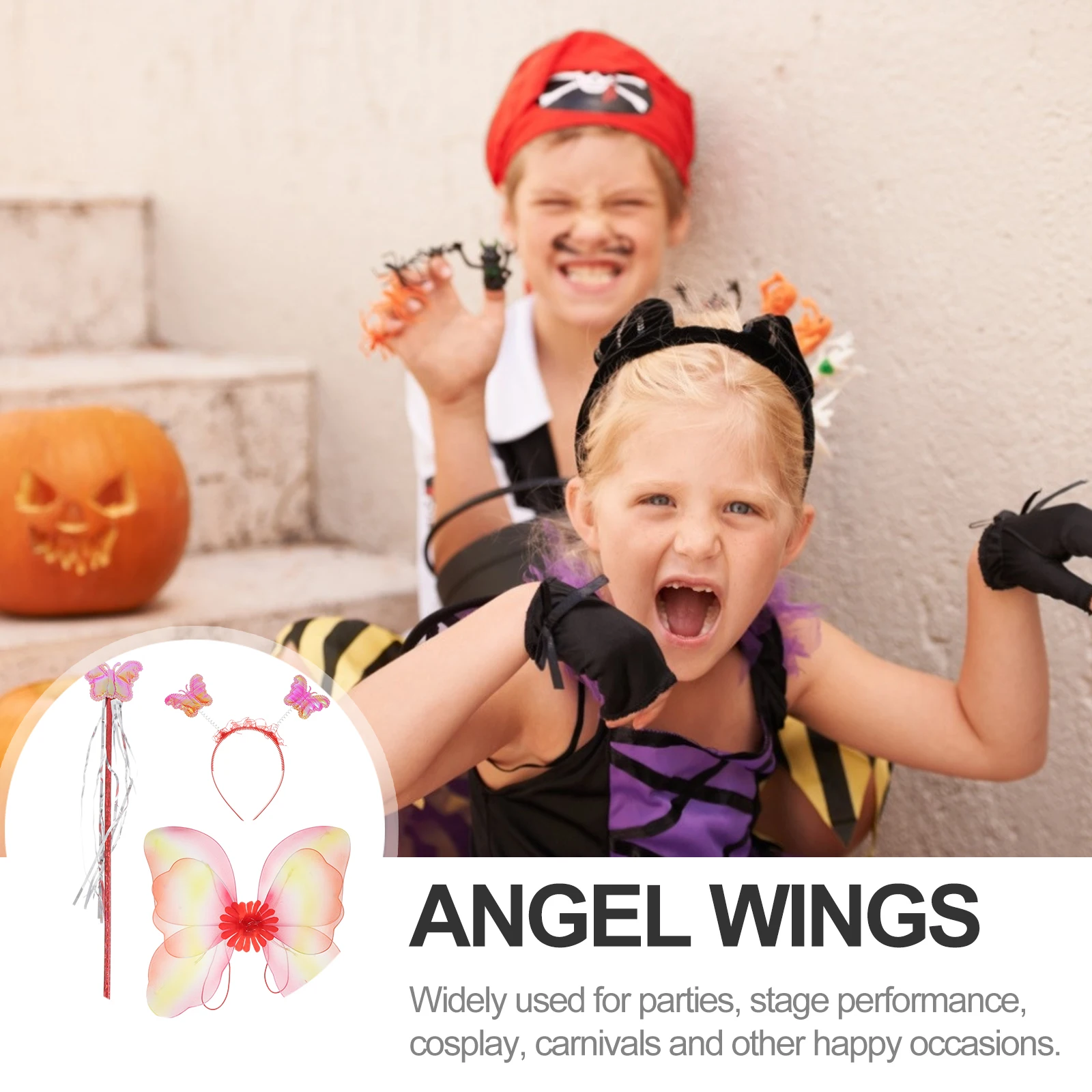

Luminous Fairy Wings Red Glowing Angel Fabric Adjustable Elastic Kids Party Costumes Stage Cosplay Accessories