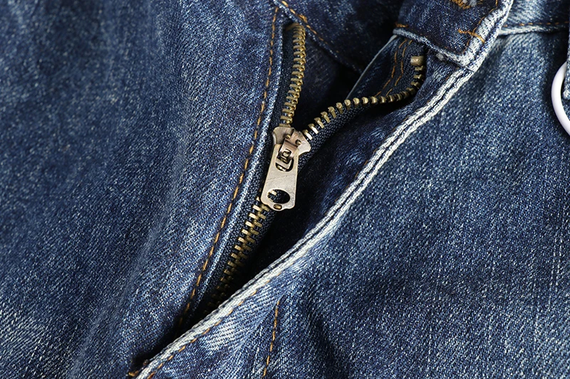 ผ้าฝ้าย 100% ฤดูร้อน Heavy ล้าง Ripped Hole Denim กางเกงยีนส์ผู้ชาย Slim Fit ขาตรงอเมริกัน Retro Cropped กางเกง