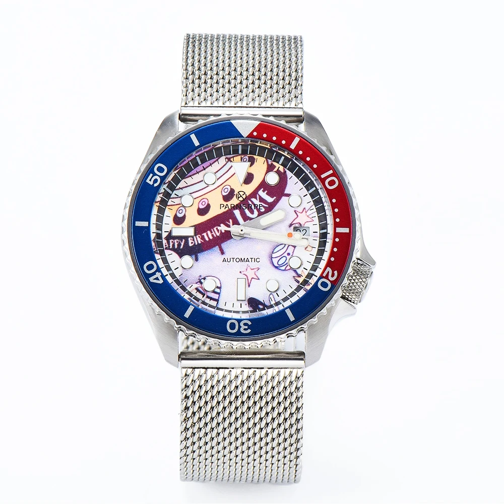 PARNSRPE 2025 New Men's automatic mechanical watch 41MM NH35 diving watch Bracelet 3.8 Crown sapphire crystal Luminous pointer