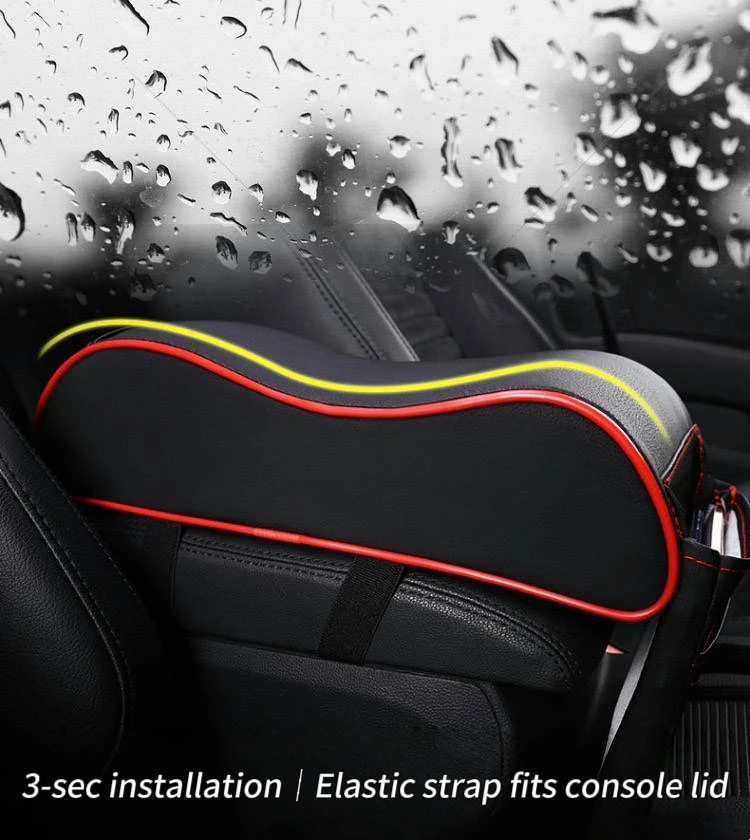 PU-Leder Auto Mittelkonsole Armlehnenauflage Ergonomische Kurvenform Taschentuchfach Aufbewahrung Auto-Innenausstattung Geschenke – Detail 2