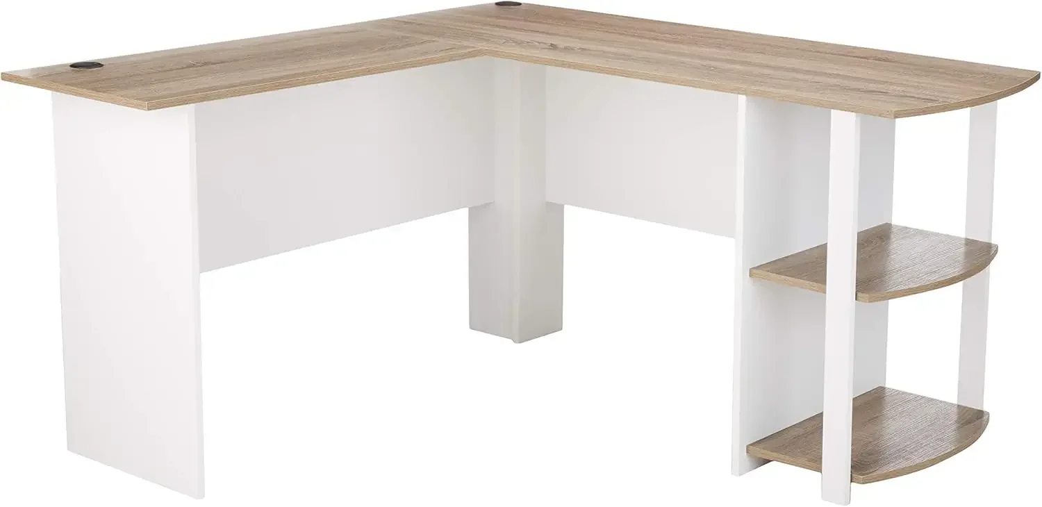 Dakota L-Desk with Bookshelves, White