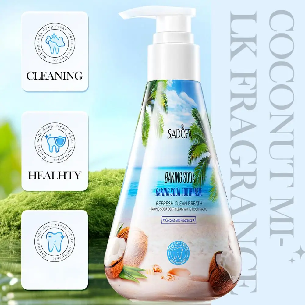 

220g Large-Capacity Coconut Probiotic Toothpaste with Stain Effective Push-to-Press Freshens Breath Removal Design X3P3