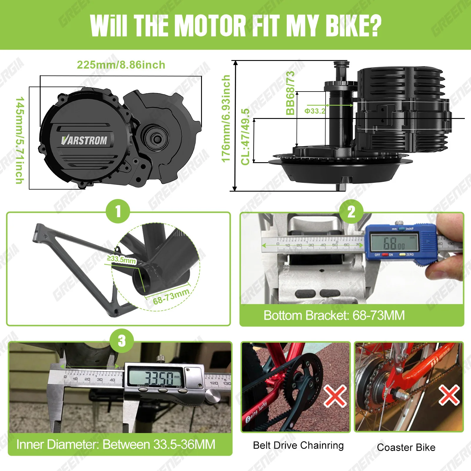 Zestaw do konwersji roweru elektrycznego z silnikiem centralnym Tongsheng TSDZ16 1000W, TSDZ8 750W, TSDZ2B 500W, 250W z czujnikiem momentu obrotowego, rozstaw osi 68-73mm