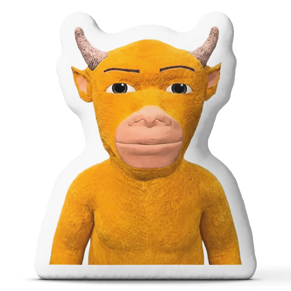 Yellow Bull Character Plush Pillow Irregular Stuffed Animal Cushion Shaped Throw Pillow Home Decor for Sofa Bed Couch Gift