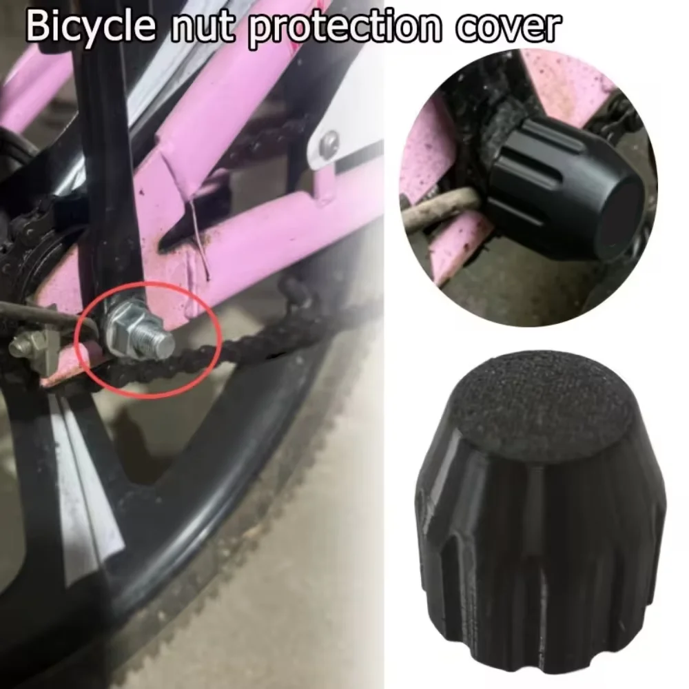 1pc Mountain Bike M10 Hub Cover And Nut Small Protection Shell Suitable For 15/14MM Nuts Black Plastic