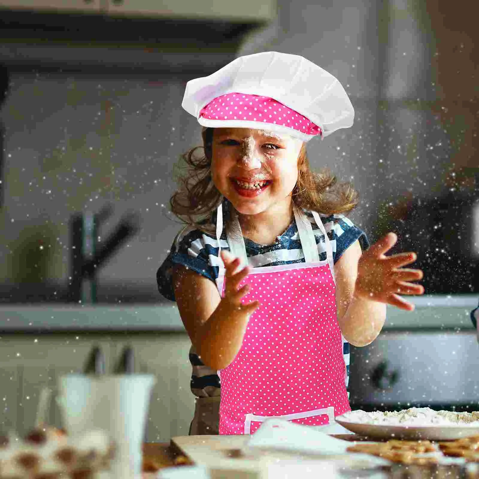 Girls Toys Apron Suit Role Play House Kitchen Cooking Cosplay Simulation Tableware Pretend Kitchenware Rosy Utensil Toddler