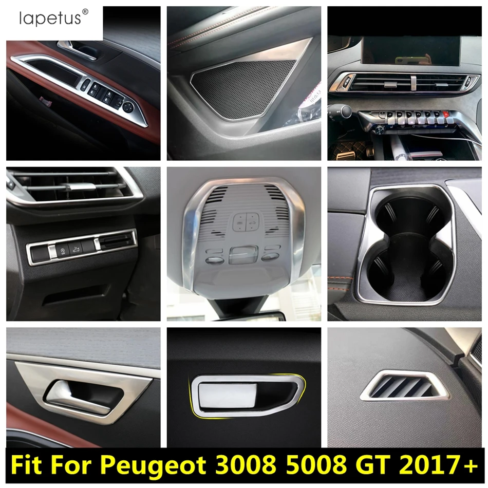 

Main Driving Glove Box / Middle Air AC Vent Outlet / Water Cup Panel Cover Trim Accessories For Peugeot 3008 5008 GT 2017 - 2023